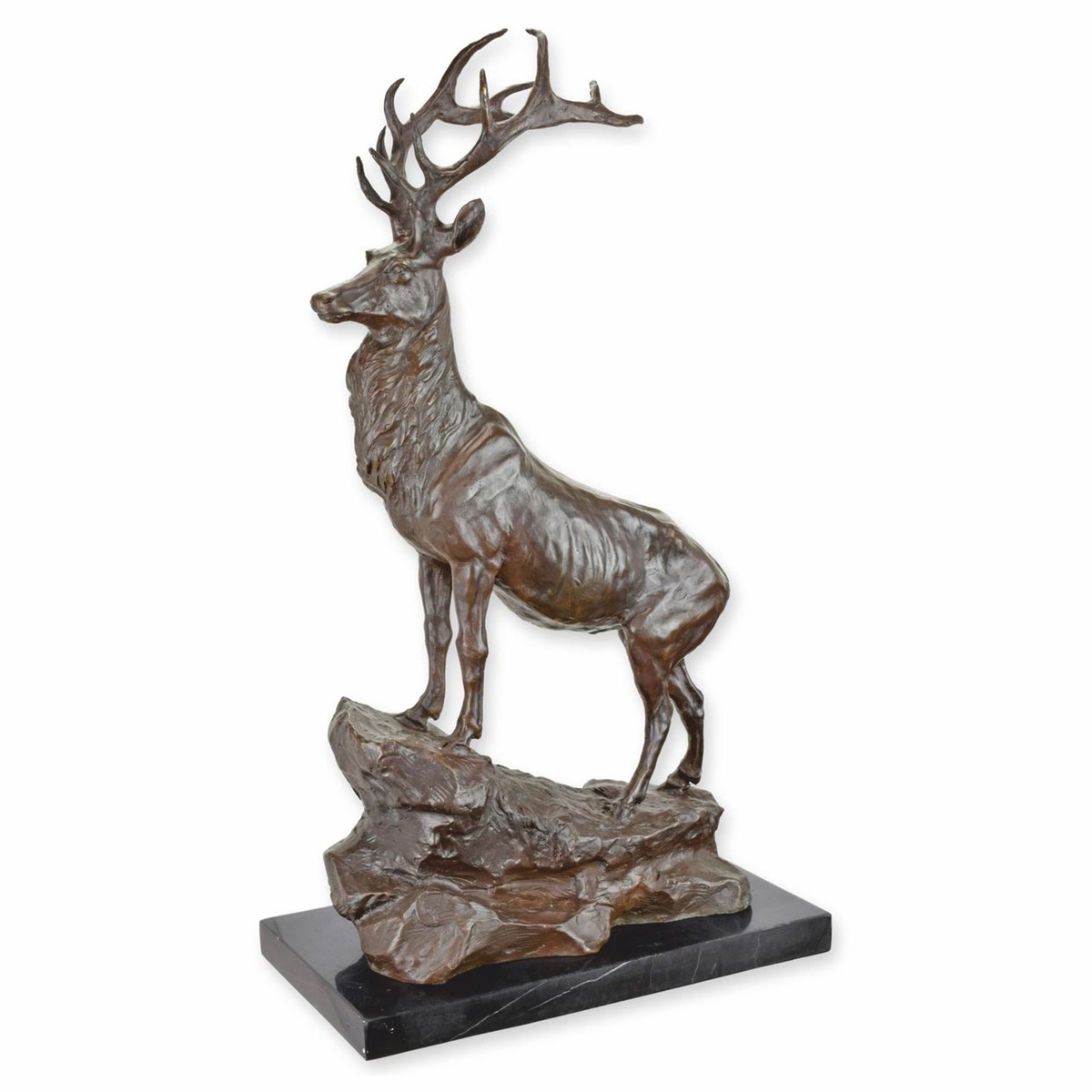 Casa Padrino Luxury Bronze Sculpture – Stag on Rock, Right Side | Masterful Wildlife Art for Prestigious Interiors